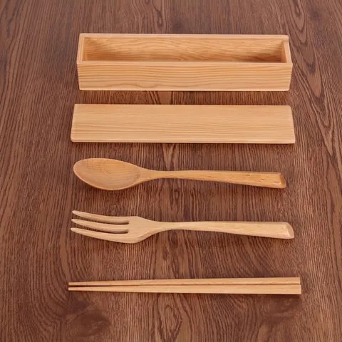 Tragbares Besteckset Aus Holz Umweltfreundliches Löffel Gabel Stäbchen Set Wiederverwendbare Reiseutensilien Mit Aufbewahrungsbox Für Camping