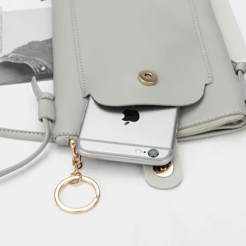 Bolso para Teléfono de Cuero PU Minimalista Color Sólido Mini Bolso de Hombro Portátil para Mujer Hombre Monedero Pequeño