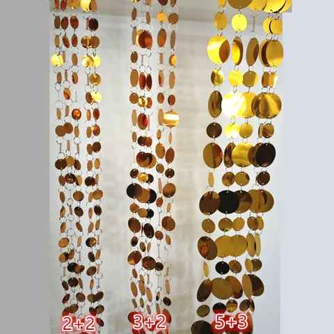 Mirror Sequin Curtain Wedding Backdrop Hanging Ceiling Decor Party Event Sparkling Round Sequins String Garland Accessory
