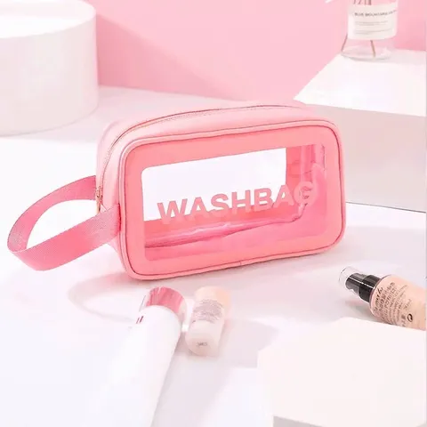 Borsa da Trucco Trasparente Impermeabile di Grande Capacità Con Manico a Cerniera Borsa da Viaggio Portatile per Donna e Uomo
