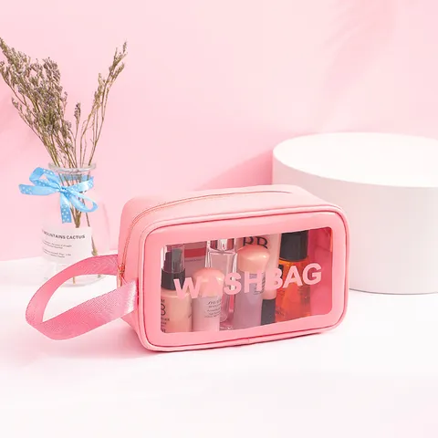 Borsa da Trucco Trasparente Impermeabile di Grande Capacità Con Manico a Cerniera Borsa da Viaggio Portatile per Donna e Uomo