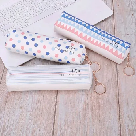 Cute PU Leather Pencil Case Multifunctional Student Coin Purse Cartoon Key Case Desktop Stationery Storage Bag For Students Kids Office