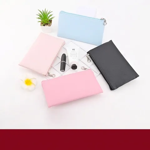 Draagbare PU Leren Make-up Tas voor Vrouwen Effen Kleur Saffiano Patroon Waterdichte Cosmetische Organizer Reistas Pouch