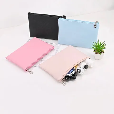 Stedelijk Minimalistisch Effen PU Waterdicht Make-up Tas Dagelijkse Toilettas Voor Reizen Draagbare Cosmetische Organizer