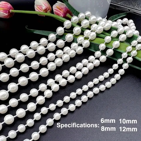 Artificial Pearl Bead Chain ABS Plastic White Creamy Garland Strand For Wedding Party Decoration DIY Jewelry Findings Handmade Accessories
