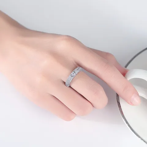 Minimalist Copper Zirconia Ring For Women Micro Inlaid Full Diamond Luxury Senior Sense Simple Wedding Finger Ring Jewelry Gift