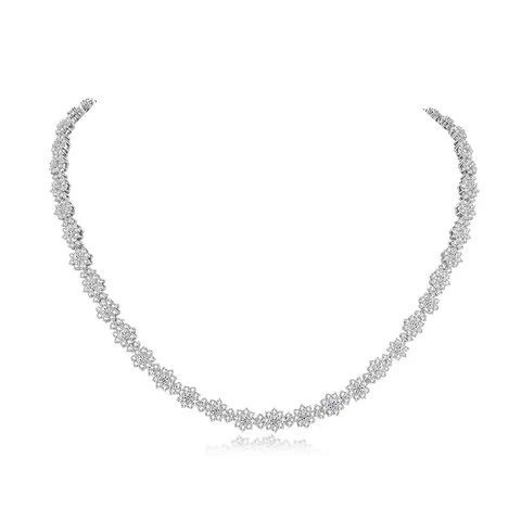 Western Style Copper Zirconia Flower Necklace Choker Bridal Jewelry Set For Wedding Banquet Luxurious Floral Rhinestone Jewelry For Women