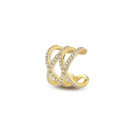Koreanischer Mode Doppelter Twist Ear Cuff Kupfer Strass Geometrische Clip-on Ohrringe Für Damen Ohne Piercing Ohrknorpel Schmuck