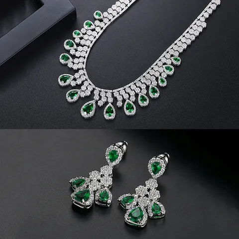 Conjunto De Joyas De Collar Con Borlas De Cobre Y Circonia Vintage De Lujo Elegante Colgante De Gota Accesorios Para Boda Banquete Fiesta Mujer
