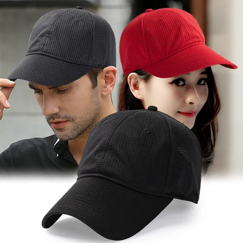 Gorra de Béisbol de Malla Transpirable Poliéster Tapa Blanda Ala Ancha Sombrero de Sol para Cabeza Grande Deportes al Aire Libre Verano