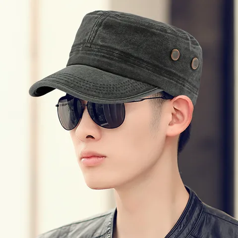 Gewaschene Baumwolle Used-Look Cadet Cap Für Herren Damen Verstellbar Atmungsaktiv Militär Stil Sonnenhut Outdoor Lässige Mütze