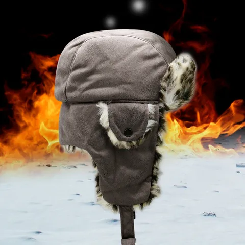 Winter Warme Uschanka Fliegermütze Für Damen Herren Wildlederimitat Kunstpelz Ohrenklappen Winddichte Bombermütze Verdickte Schneemütze