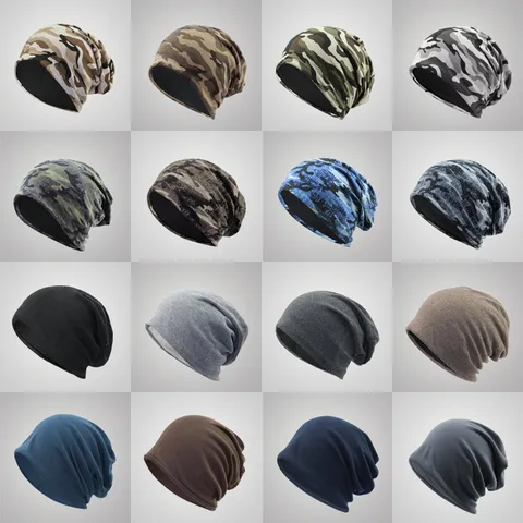 Gorro Slouchy Unisex Mezcla de Algodón y Poliéster Doble Capa Cálido Antiviento Skull Cap Gorro Elástico para Mujeres Hombres