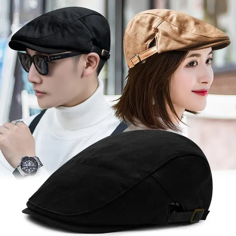 Boina Retro Unisex de Algodón y Poliéster Gorra de Pico de Pato Ajustable para Hombre y Mujer Casual Exterior Cálida Otoño Invierno