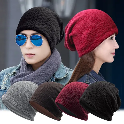 Berretto in Maglia di Acrilico per Uomo Donna Stile Slouchy Hip Hop Skull Cap Morbido Caldo Inverno Outdoor Street Dance Berretto a Coste