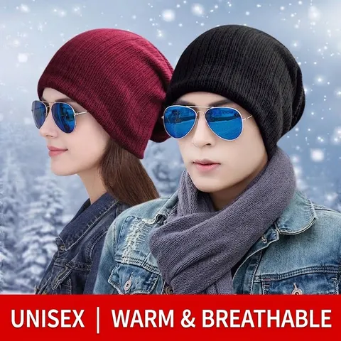 Berretto in Maglia di Acrilico per Uomo Donna Stile Slouchy Hip Hop Skull Cap Morbido Caldo Inverno Outdoor Street Dance Berretto a Coste