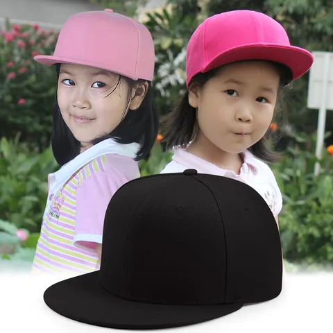 Gorra de Béisbol de Ala Plana de Color Sólido para Niños Sombrero Snapback de Hip Hop Street Dance para Niños Niñas Sombrero de Sol Ajustable