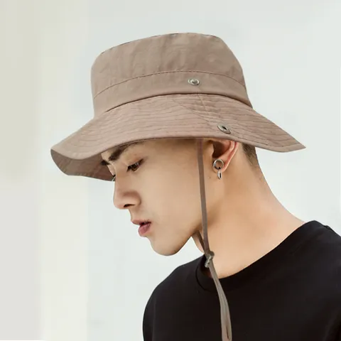 Cappello da Pescatore Protezione Solare Outdoor Uomo Asciugatura Rapida Traspirante Bucket Hat Con Corda Antivento Tesa Larga Safari per Pesca Trekking Viaggio