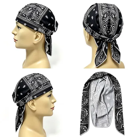 Paisley Gedrucktes Durag Für Herren Damen Langer Schwanz Piratenhut Stretch Kopfbedeckung Radfahren Sport Hip Hop Kopftuch Kappe