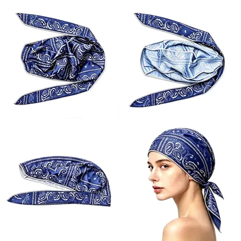 Paisley Gedrucktes Durag Für Herren Damen Langer Schwanz Piratenhut Stretch Kopfbedeckung Radfahren Sport Hip Hop Kopftuch Kappe