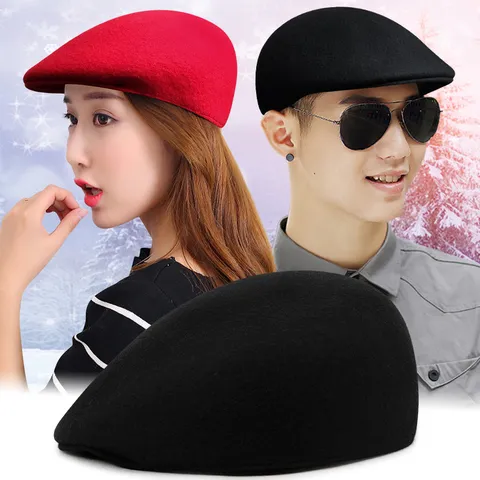 Retro Wool Beret Hat For Women Men Winter Warm Flat Cap Literary Artist Painter Hat Solid Color Newsboy Cap Fashion Headwear