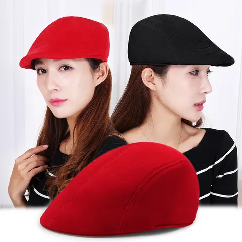 Vintage Striped Corduroy Beret Hat For Women Men Retro Painter Hat Newsboy Cap Flat Cap Solid Color Winter Warm Accessories