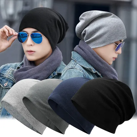 Unisex Oversized Cotton Blend Slouchy Beanie Hat Soft Warm Ribbed Knit Skull Cap for Autumn Winter Outdoor Casual Wear