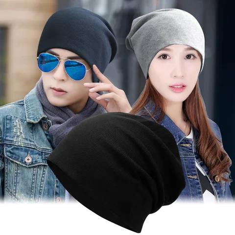 Unisex Oversized Cotton Blend Slouchy Beanie Hat Soft Warm Ribbed Knit Skull Cap for Autumn Winter Outdoor Casual Wear
