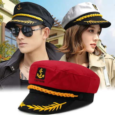 Cappello da Capitano Navy Retrò Unisex Ricamo Spighe di Grano Cappello da Marinaio Piatto Moda Britannica Cappello da Festa Uomo Donna Cotone