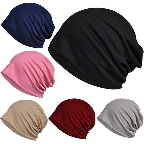 Gorro Slouchy Beanie Unisex de Algodón Fino Turbante Gorra Para Hombres Mujeres Transpirable Gorro de Dormir Sombrero de Posparto Color Sólido Primavera Verano Otoño