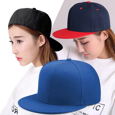 Plain Flat Brim Hip Hop Snapback Hat Unisex Solid Color Streetwear Baseball Cap Breathable Sun Visor Cap For Men Women