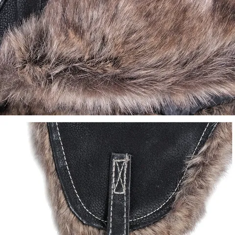 Colbacco per Uomo Donna Ecopelle Cappello da Aviatore Foderato in Pelliccia Sintetica Invernale Paraorecchie Antivento