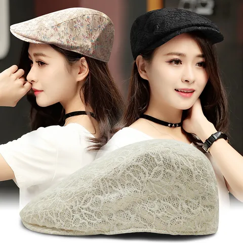 Damen Koreanische Mode Spitze Atmungsaktive Schirmmütze Baskenmütze Polyester Mischung Sonnenschutz Floral Outdoor Reisen Hut