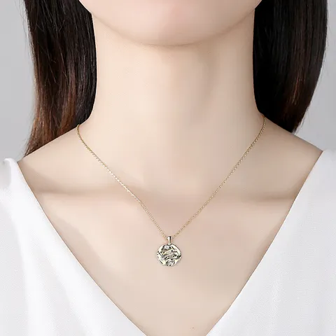 Collar con Colgante de Doce Signos del Zodíaco Cobre Circonia Constelación Medallón Collar Para Mujer Retro Moneda de Oro Colgante Joyería Regalo