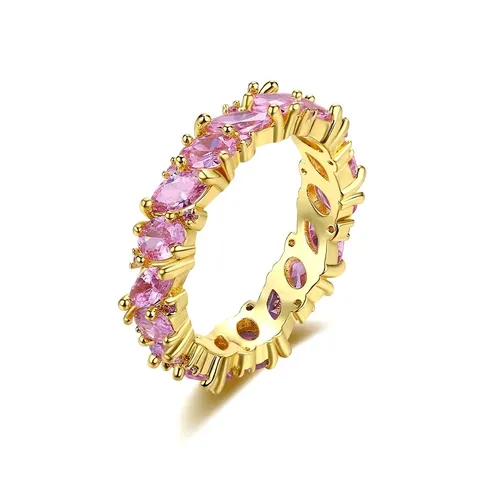 Anillo Eternity Punk para Mujer con Circonia de Corte Marquesa Cobre Incrustado Circonia Galvanizado Hip Hop Anillo de Banda de Moda Joyería