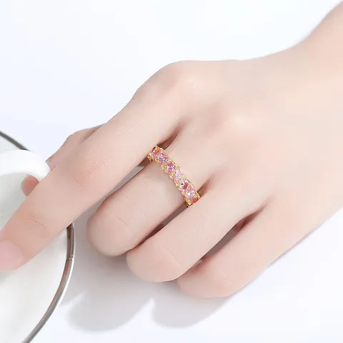 Anillo Eternity Punk para Mujer con Circonia de Corte Marquesa Cobre Incrustado Circonia Galvanizado Hip Hop Anillo de Banda de Moda Joyería