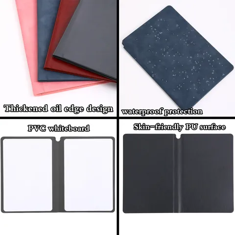 Taccuino Lavagna Bianca A5 Cancellabile Portatile in Pelle Artificiale Scrittoio Multifunzionale Tavola da Disegno Riutilizzabile Cancelleria per Ufficio Studenti