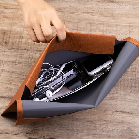 A4 Faux Leather Business Document Bag Folder With Magnetic Snap Closure Water Ripple Texture Large Capacity Office Filing Storage Organizer