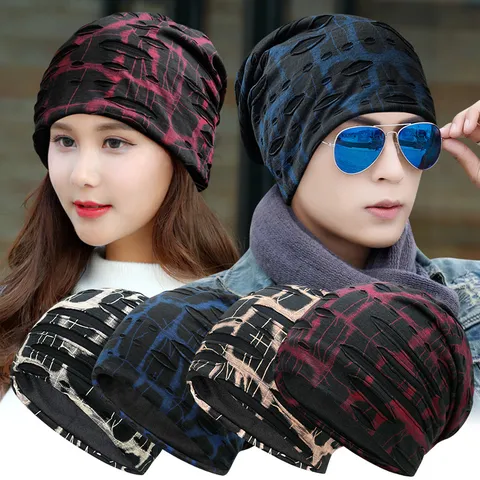 Gorro Slouchy Beanie Unisex Desgastado a Rayas de Punto Sombrero Turbante Hip Hop para Hombre Mujer Moda Casual de Exterior