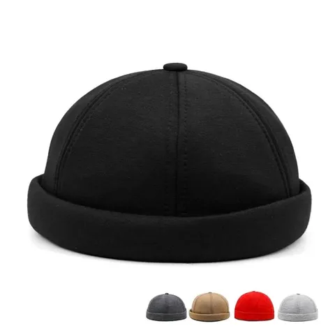Retro Randlose Docker-Mütze Harajuku-Stil Miki-Hut Für Herren Damen Baumwolle Satin Matrosenmütze Hip-Hop Beanie Verstellbar