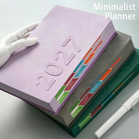 Agenda A5 2025 Planificador Diario Cuaderno de Eficiencia de Gestión del Tiempo Diario de Cuero Sintético Con Pestañas de Índice Mensual Organizador Personal