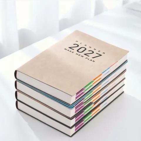Agenda A5 de Cuero Nubuck Manual de Eficiencia Engrosado Con Pestañas de Índice Mensuales para Oficina y Escuela