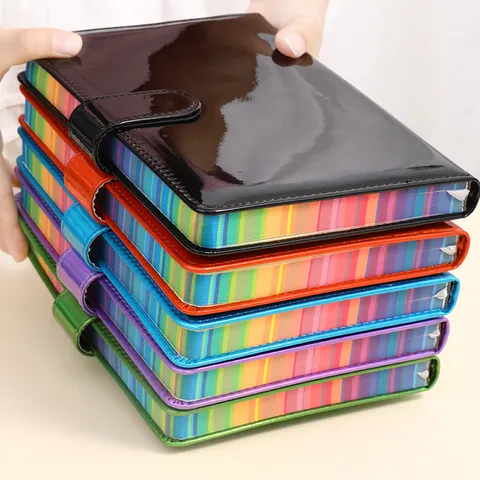 A5 Laser Kunstleder Notizbuch Mit Schnalle Verdickt Regenbogenkante Tagebuch Schreibblock Für Büro Schule Schreibwaren