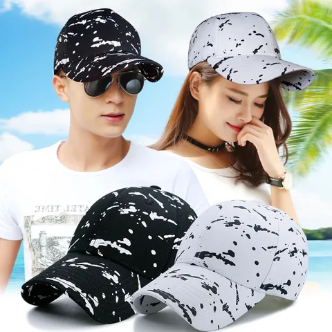 Baumwolle Tintenspritzer Graffiti Baseballkappe Für Herren Damen Mode Sternenmuster Verstellbar Hip Hop Outdoor Sonnenschutz Hut