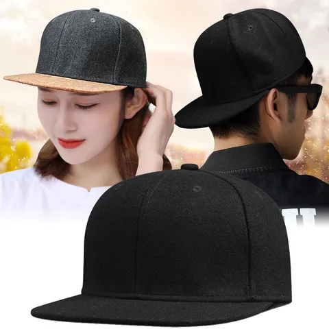 Gorra Hip Hop de Ala Plana de Mezcla de Lana para Hombre Gorra de Béisbol de Invierno Cálida y Gruesa para Moda Callejera Unisex