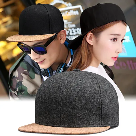 Gorra Hip Hop de Ala Plana de Mezcla de Lana para Hombre Gorra de Béisbol de Invierno Cálida y Gruesa para Moda Callejera Unisex