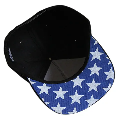 Casquette de Baseball Hip Hop à Bord Plat Étoile à Cinq Branches Rayures Brodé Chapeau Snapback Streetwear Unisexe