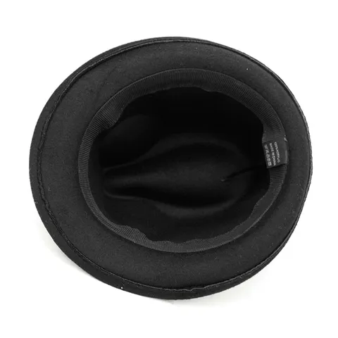 Britse Retro Wolachtige Polyester Fedora Hoed Opgerolde Rand Jazz Hoed Herfst Winter Warm Buiten Casual Effen Kleur Kleine Hoed