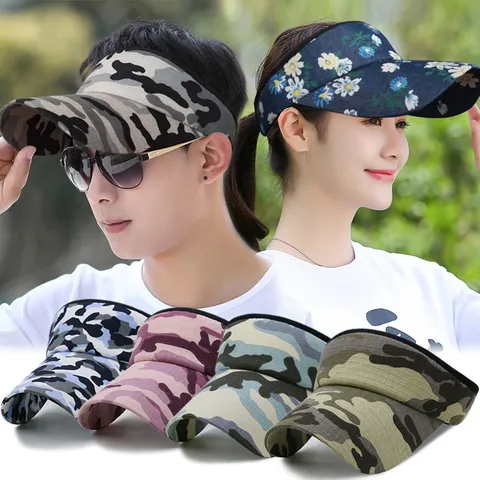 Camouflage Sun Visor Hat For Women Men Summer Outdoor Sun Protection Baseball Cap Adjustable Visor Hat For Hiking Cycling Travel