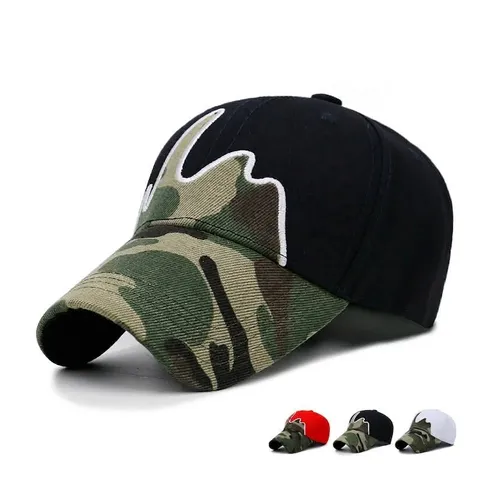 Casquette de Baseball Camouflage Patchwork Unisexe Mélange de Coton Protection Solaire Extérieur Ajustable Sport Trucker Hat Casquette Décontractée